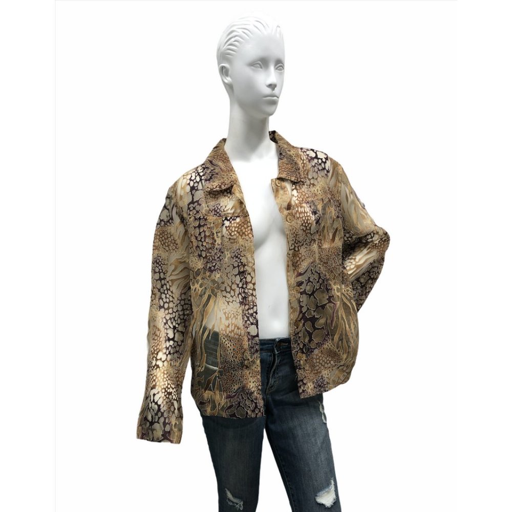 BAMBOO TRADERS - Champaign & Tan Rayon Blend Sheer